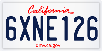 CA license plate 6XNE126