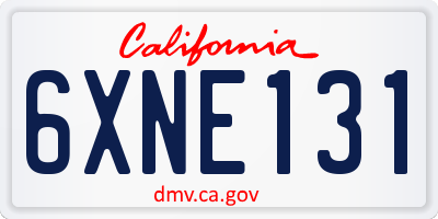 CA license plate 6XNE131