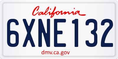 CA license plate 6XNE132