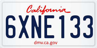CA license plate 6XNE133