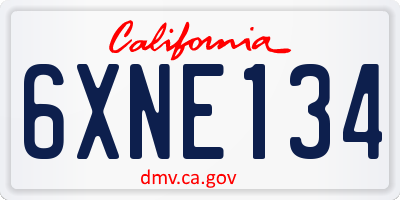 CA license plate 6XNE134