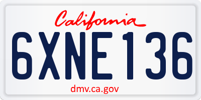 CA license plate 6XNE136