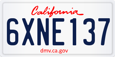 CA license plate 6XNE137