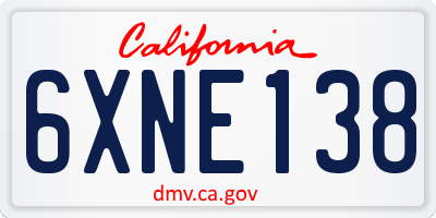 CA license plate 6XNE138