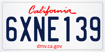 CA license plate 6XNE139