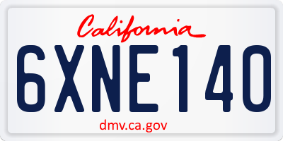 CA license plate 6XNE140