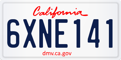 CA license plate 6XNE141