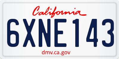 CA license plate 6XNE143