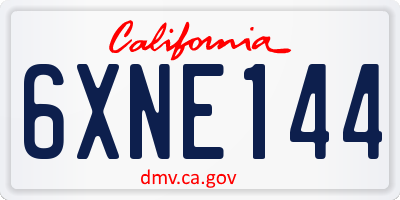 CA license plate 6XNE144