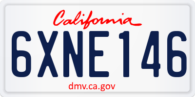 CA license plate 6XNE146