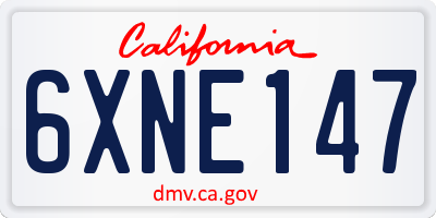 CA license plate 6XNE147