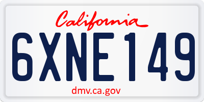 CA license plate 6XNE149
