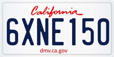 CA license plate 6XNE150