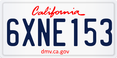 CA license plate 6XNE153