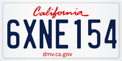 CA license plate 6XNE154