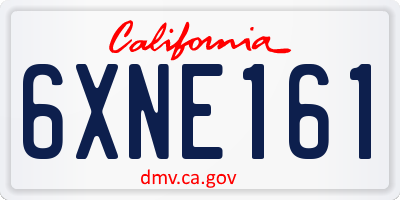 CA license plate 6XNE161