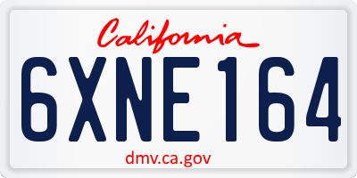 CA license plate 6XNE164