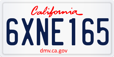CA license plate 6XNE165