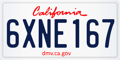 CA license plate 6XNE167