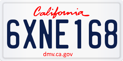 CA license plate 6XNE168