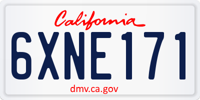 CA license plate 6XNE171