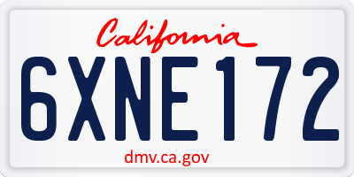 CA license plate 6XNE172