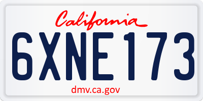 CA license plate 6XNE173