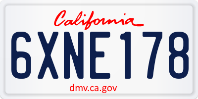 CA license plate 6XNE178