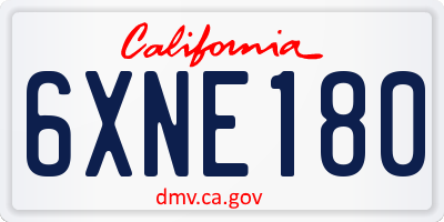 CA license plate 6XNE180