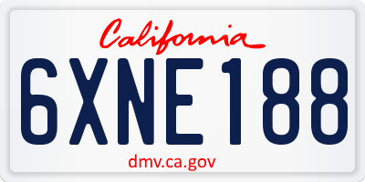 CA license plate 6XNE188