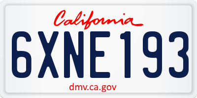CA license plate 6XNE193