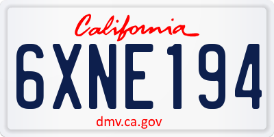 CA license plate 6XNE194