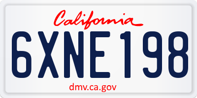 CA license plate 6XNE198