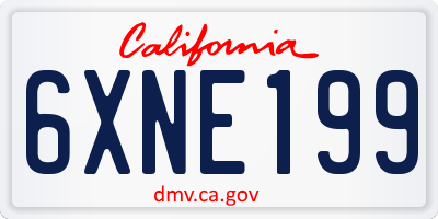 CA license plate 6XNE199