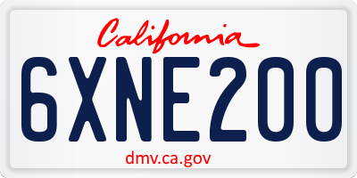 CA license plate 6XNE200