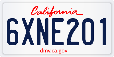 CA license plate 6XNE201
