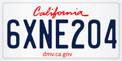 CA license plate 6XNE204