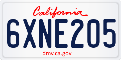 CA license plate 6XNE205