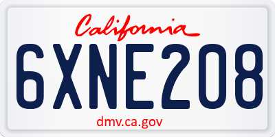 CA license plate 6XNE208