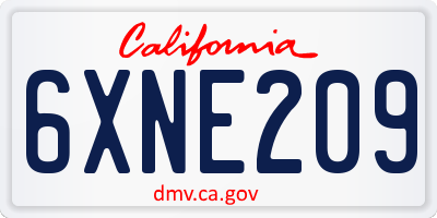 CA license plate 6XNE209