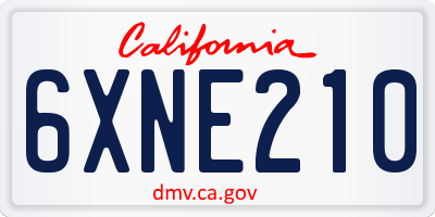 CA license plate 6XNE210