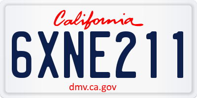 CA license plate 6XNE211