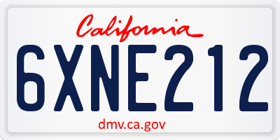 CA license plate 6XNE212