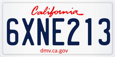 CA license plate 6XNE213
