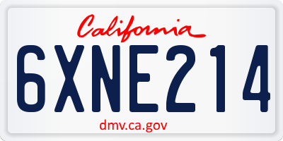 CA license plate 6XNE214