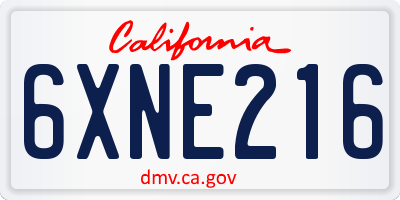 CA license plate 6XNE216