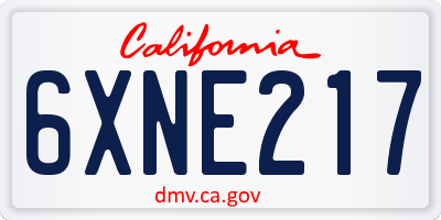 CA license plate 6XNE217