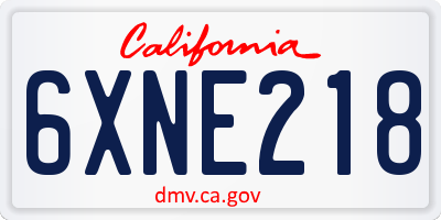 CA license plate 6XNE218