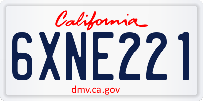CA license plate 6XNE221