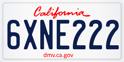 CA license plate 6XNE222